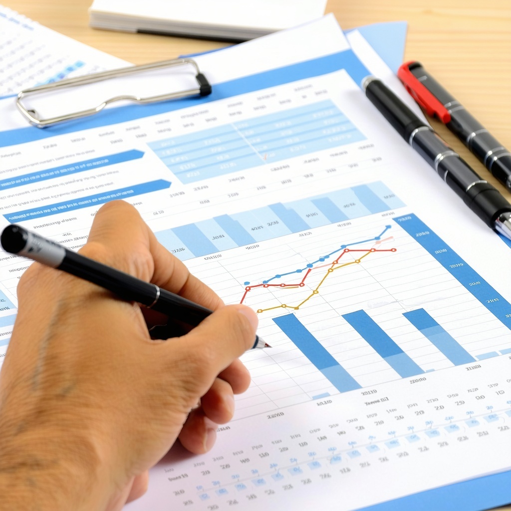 A hand holding a pen writing a business plan