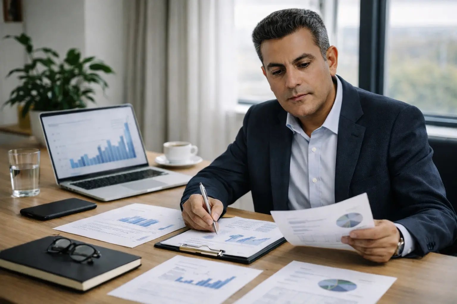 CFO reviewing financial information