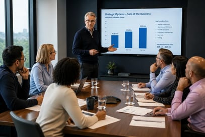 Fractional CFO helping an SME management team to plan a business exit strategy