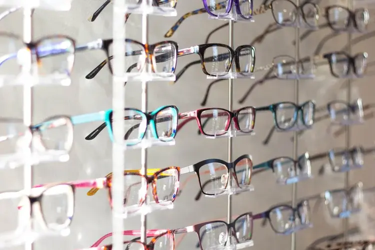 Multiple pairs of glasses in an optician