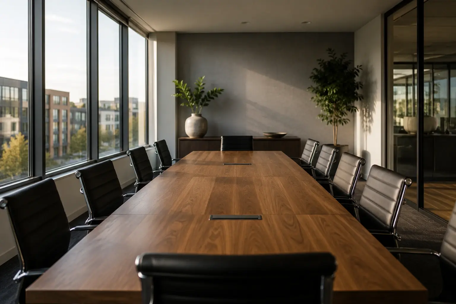 Modern boardroom with natural daylight